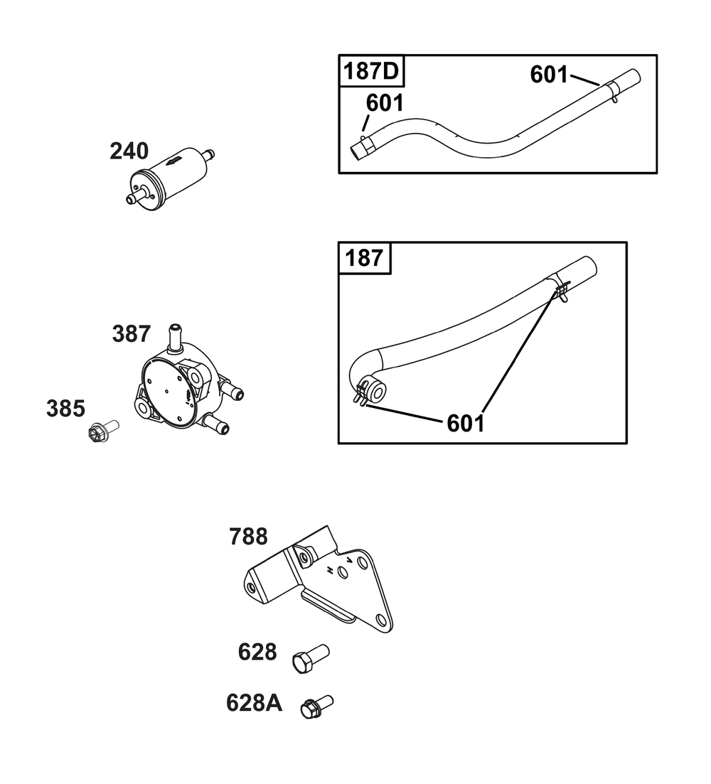 Fuel Supply Group Diagram and Parts List for 386442-0467-G1  Briggs and Stratton Engine